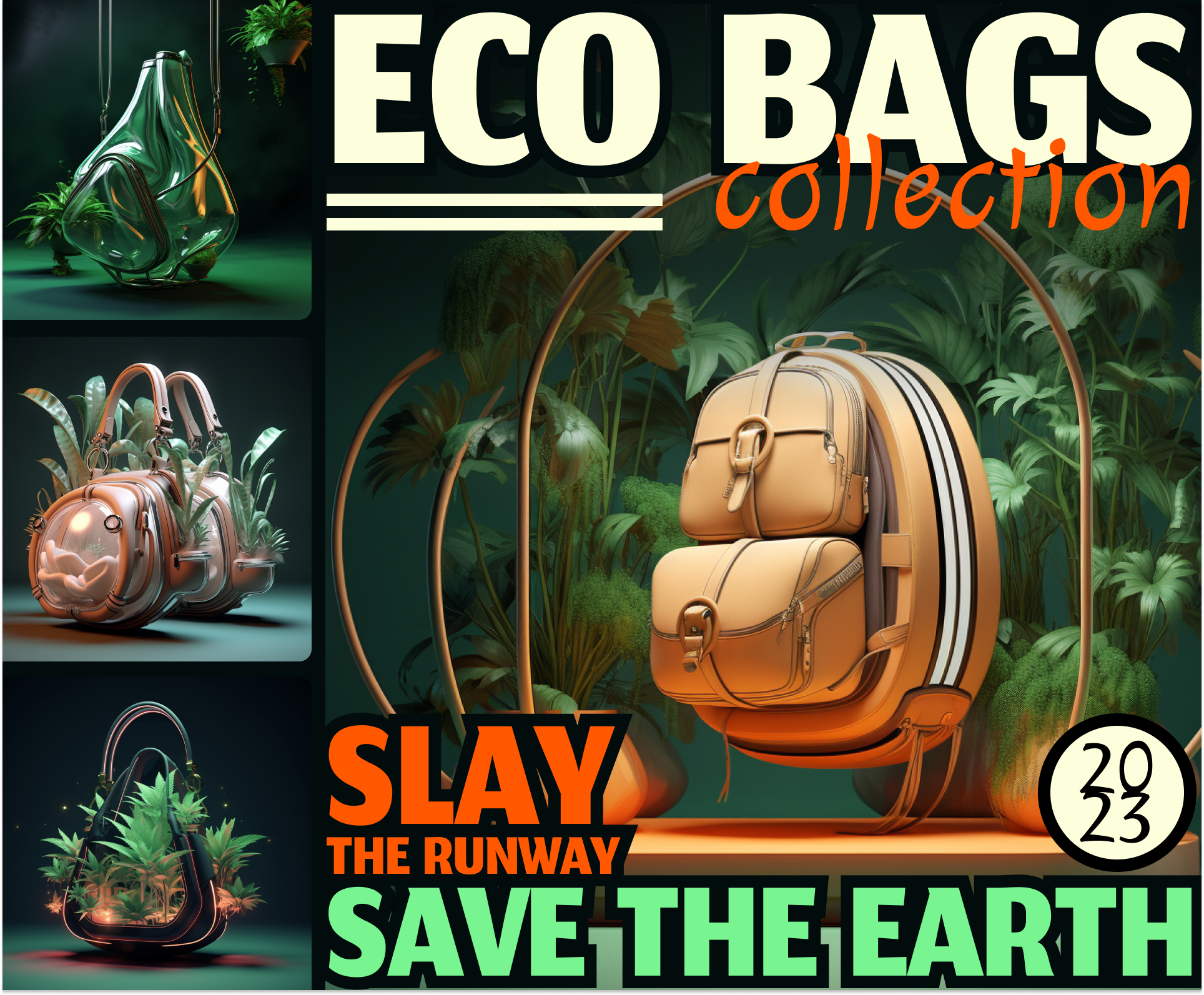 Eco fashion ai art bags concept design fashion fashion design graphic design graphics handbags illustration poster runaway ui