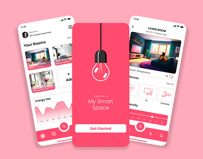 Smart Home UI Design. app design app ui graphic design mobileapp smart home app smart home ui smarthome ui uiux