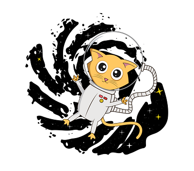 Cat in Outer Space art branding cartoon character design flat graphic design illustration illustrator print typography vector
