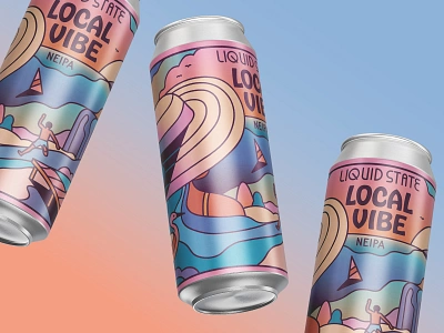 Weekend Vibes adobe beach beer can character colour design flatdesign fun groovy illustration illustrator labeldesign line mockup muti sailing summer vector