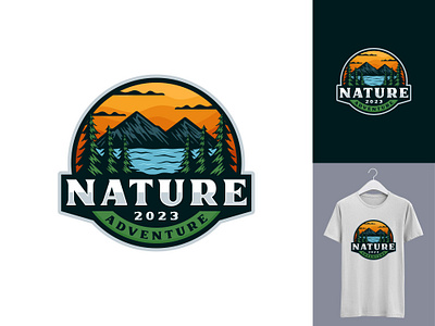 NATURE ADVENTURE badge emblem graphic design illustration logo outdoor vector