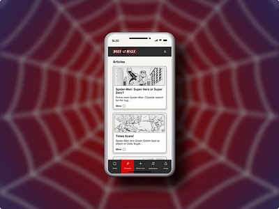 Article view app articles daily bugle marvel mobile reading screen spider man superhero ui ui design ux design web