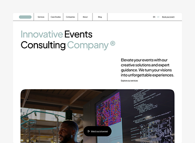 consulting company homepage event company hero ideas hero section landing page ui design ui ideas ux design website