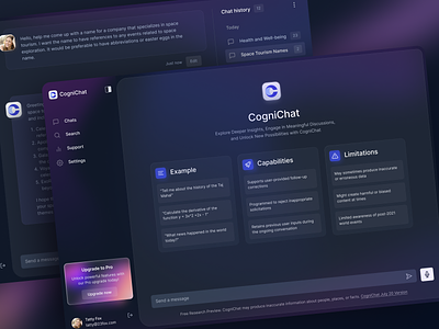 CogniChat | Interface design for chat AI ai bot ai chat app artificialintelligence bot chat dashboard design fintech innovation tech ui ux web app web design