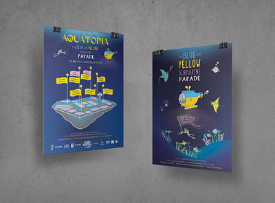 Aquatopia aquatopia diver eurovision jellyfish layout liverpool poster submarine typography