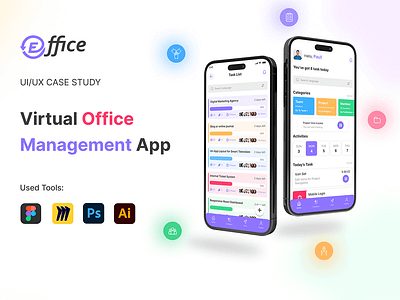 Virtual Office Management App (UIUX Case Study) adroid app brand identity case study home office ios app mobile app office mobile app ui mobile app ui design mobile application design mobile uiux office app office management office management app online office online office management saas uiux uiux case study virtual office