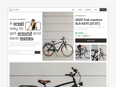 Cyckery - Bicycle Sale Landing Page bicycle bicycle store design graphic design landing landing page sale store ui ux web website