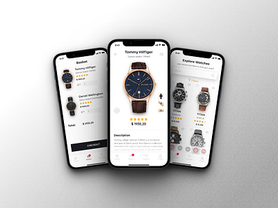 WatchIn - Mobile E-Commerce App for Watches clean e commerce ui user friendly ux watches