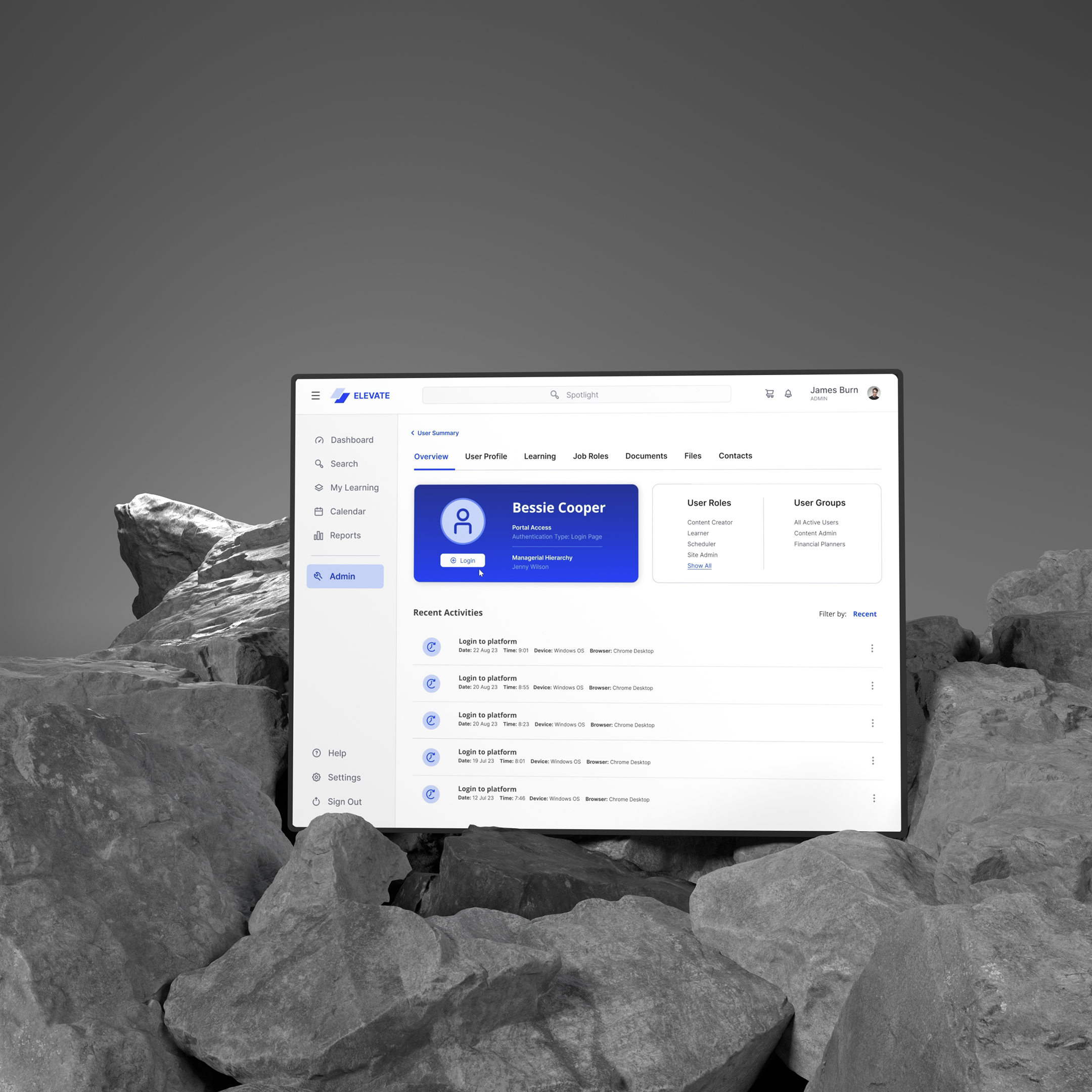 User Profile | User Summary - UI/UX 3d 3d mockup animation cinema4d interaction design learning experience platform learning management system lms lxp uiux user profile user summary