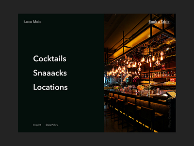Redesign result of a Restaurant Homepage beverages drinks food minimalistic redesign restaurant