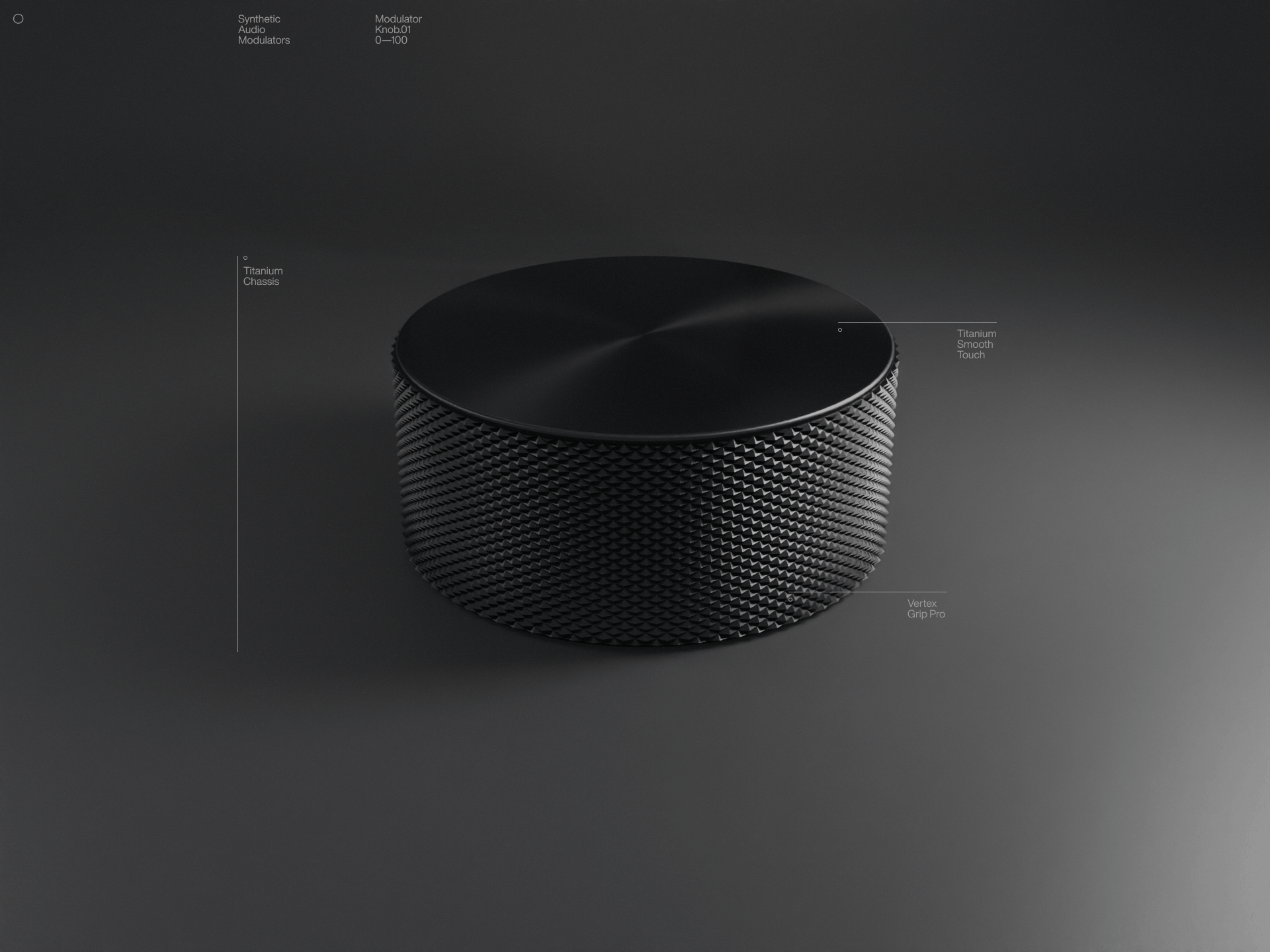 ○ SAM ( Knob.01 / 0—100 ) 3d dark interface light luxury minimal model music physical premium product render titanium ui