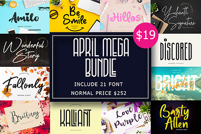 April Mega Bundle april mega bundle badges branding font fonts typography