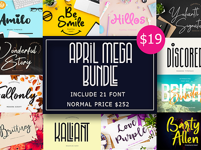 April Mega Bundle april mega bundle badges branding font fonts typography