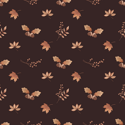 My Autumn Mood accorn autumn berries branch cozy fabric fall graphic design handdrawn leaf maple pattern procreate wallpaper wind