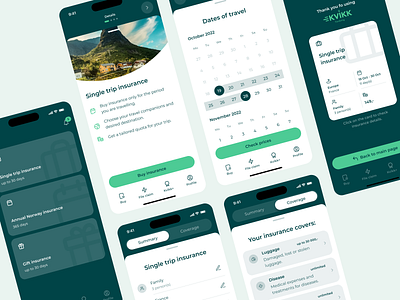 Kvikk Forsikring — Insurance platform android app app design car insurance design insurance insurance platform ios mobile mobile app mobile ui quick insurance safe safe insurance travel insurance traveling ui ui design ux ux design