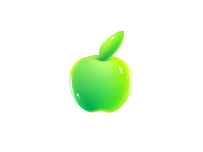 Green apple emoji 3d apple cartoon eco emoji fruit icon juicy leaf logo plastic realistic render ui