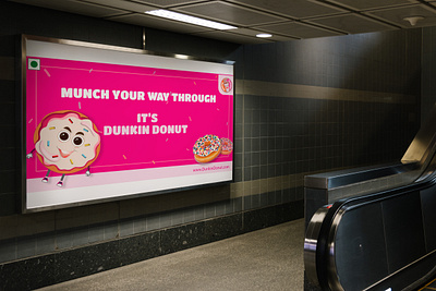 OUT DOOR AD FOR DUNKIN DONUT adobe illustration brand identity branding digital illustration donut mascote out door ad out door advertising