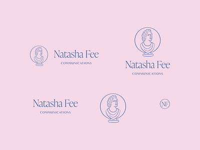 Natasha Fee Branding brand identity design branding design feminine logo fun branding graphic design illustrated logo illustration lettering logo logo system maximalist branding pink branding portrait logo responsive logo sculpture bust vector