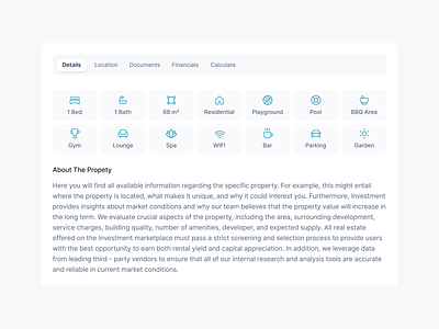 Property page / Details blockchainproperty cryptolisting cryptoproperty cryptorealestate design detail view details page investmentproperty property propertydescription propertydetails propertyfeatures propertyspecs propertyview realestatecrypto realestatelisting sergushkin ui ux