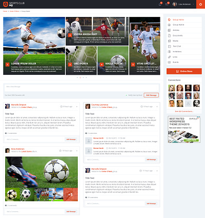 Sports Club HQ - Homepage football sports ui user friendly ux website