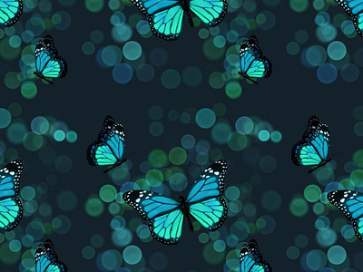 Butterfly Pattern backround blue boke butterfly dark digital art graphic design green handdrawn insect paint pattern procreate stylish trendy