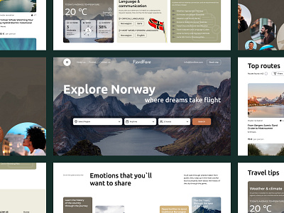 FjordFare - Main page agency booking design landing main page minimal site travel trip ui ui design ux web site