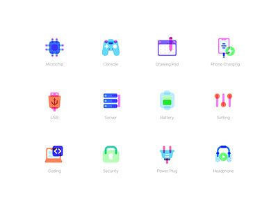 Technology Icon Design duo tone duotone flat graphic design icon icon design icon set logo technology