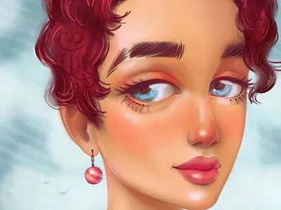 Romantic pink art cute digital art digital painting girl illustration portrait