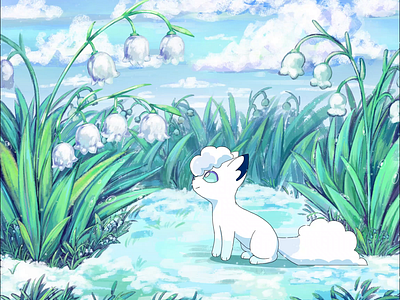 Vulpix Lilies aftereffects animation clipstudiopaint fanart illustration