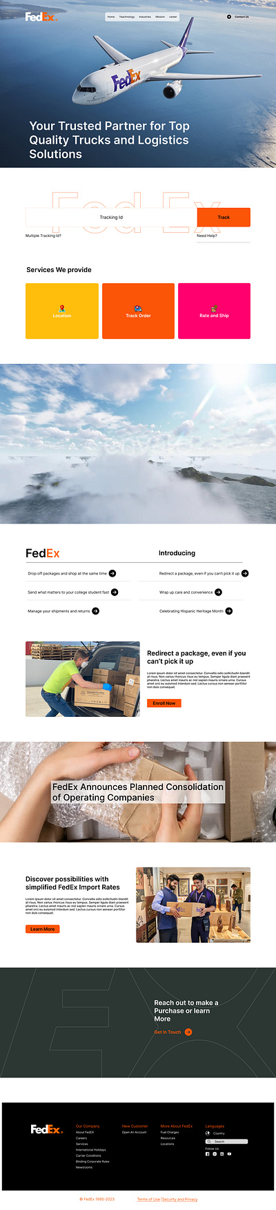 FedEx Redesigning designing fedex figma graphic design landingpage ui uiux