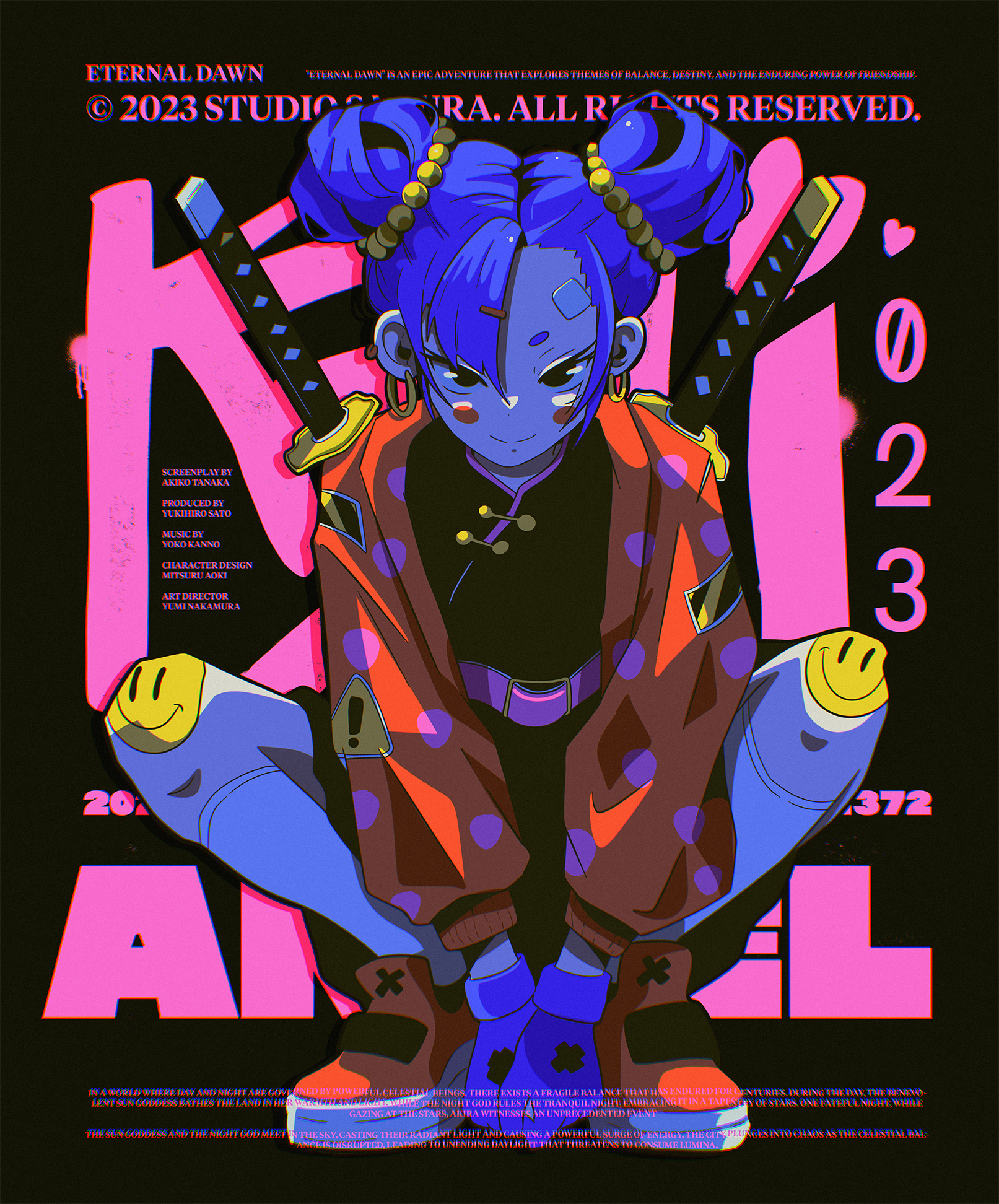 Eternal Dawn abstract anime illustration ipad pro poster texture