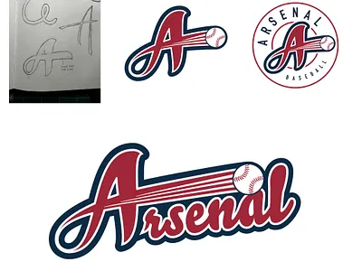 Arsenal Baseball Logo baseball branding custom design graphic design hand drawn illustration logo sports logo typography vector
