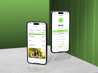 Healthcare Pharmacy Mobile App (iOS/Android) android app cards green green ui healthcare interface ios mobile app mobile interface mockup pharmacy pharmacy app ui ui ux ux