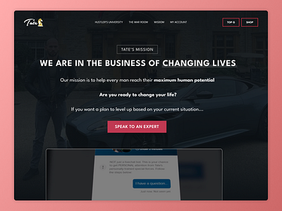 Andrew Tate Mission | Landing Page ai leverage wealth tips andrew tate andrewtate coach digital university design financial freedom ui hustlersuniversity landingpage mission success blueprint platform tate user focused learning pathway
