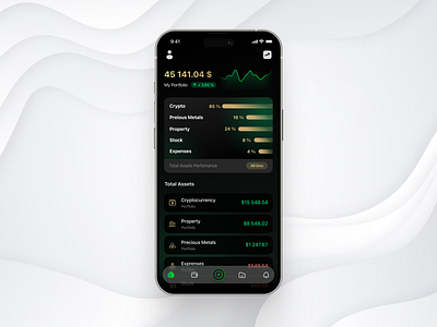 Stocks & Crypto Wallet App 2023 2024 applicaton blockchain branding design ios iphone15 iphone15pro logo minimal mobile mobileapp trend ui ux wallet