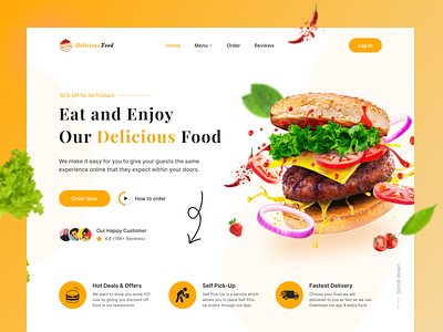 Restaurant Website/Home Page design food food delivery food delivery landing page food delivery website graphic design landing page minimal restaurant website landing page. ui design uiux website