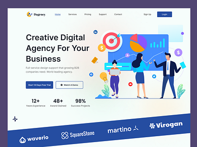 Digital Agency landing page/Home Page design digital digital agency landing page graphic design home page home page design landing page minimal ui design uiux website