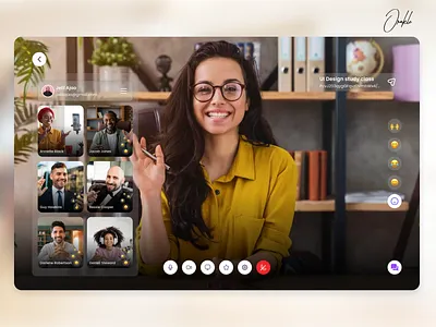 Video conference call ui screen designcreative figma glassmorphism meeting ui
