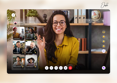 Video conference call ui screen designcreative figma glassmorphism meeting ui