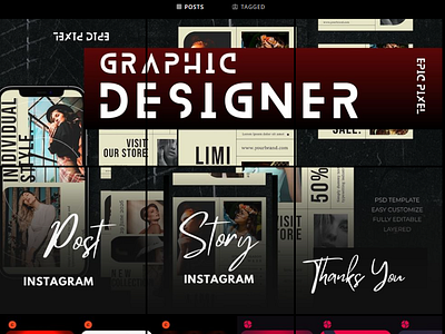 Instagram Page Design (EPIC PIXEL) branding graphic design instagram layout logo page post startup style ui