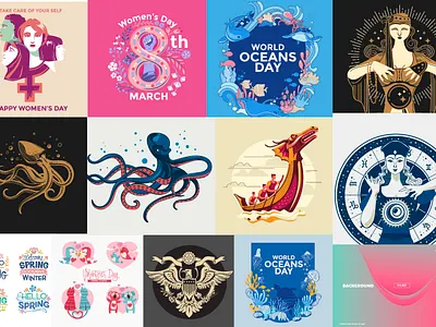 Hand drawn Flat Vector Illustration3 flat hand drawn illustration vector