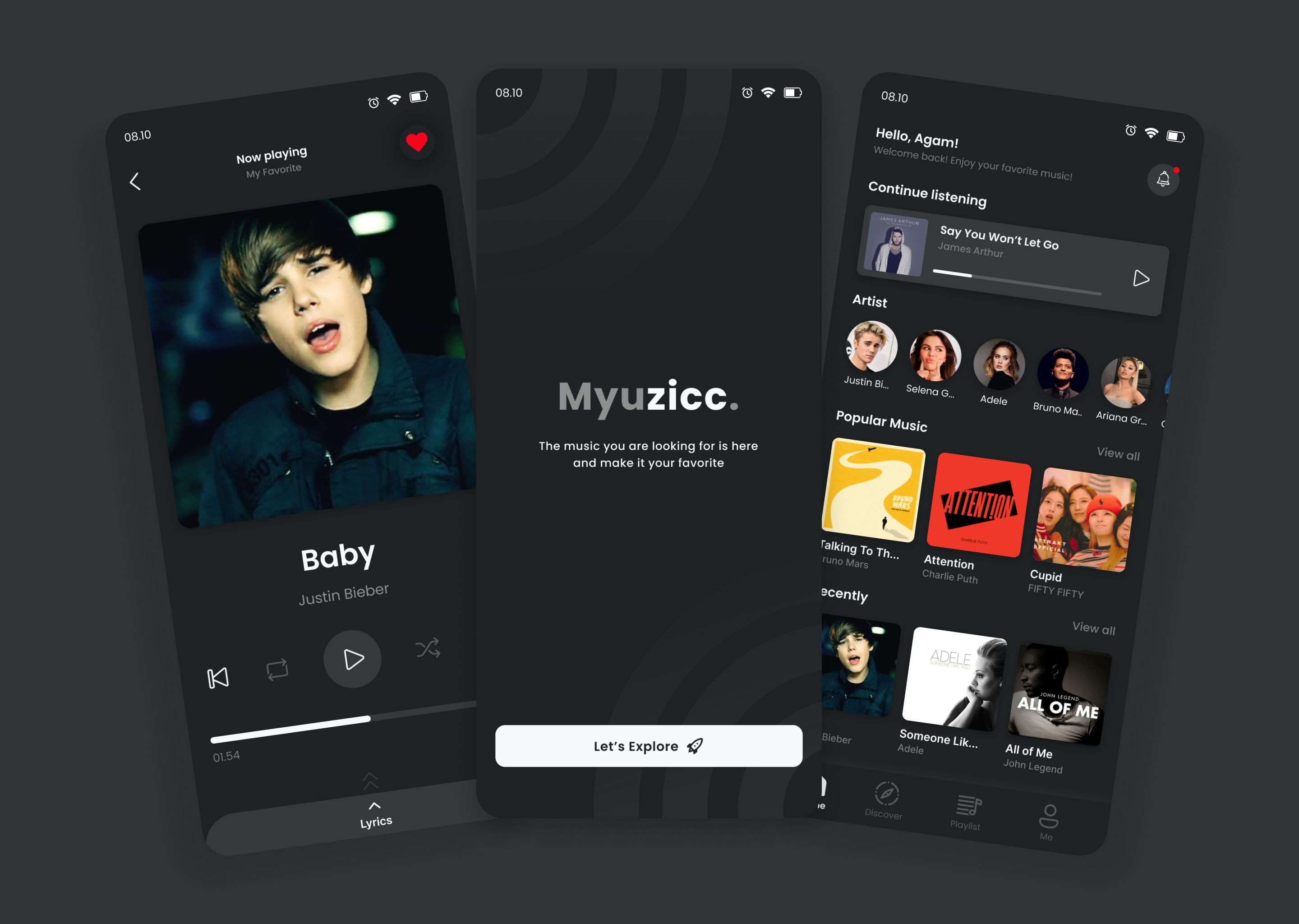 Music Player App app design music app ui ux