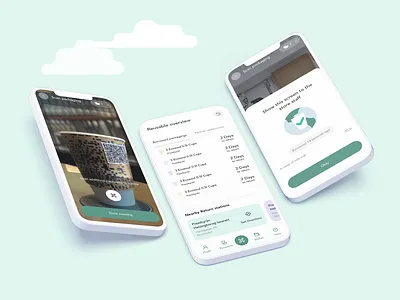 Reusable cup and Recyclable cup UI snippet for &Repeat app design green greentech recyclable recycle reusable startup sweden swedish ui design