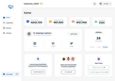 Creator Dashboard creator dashboard design fintech ui webapp