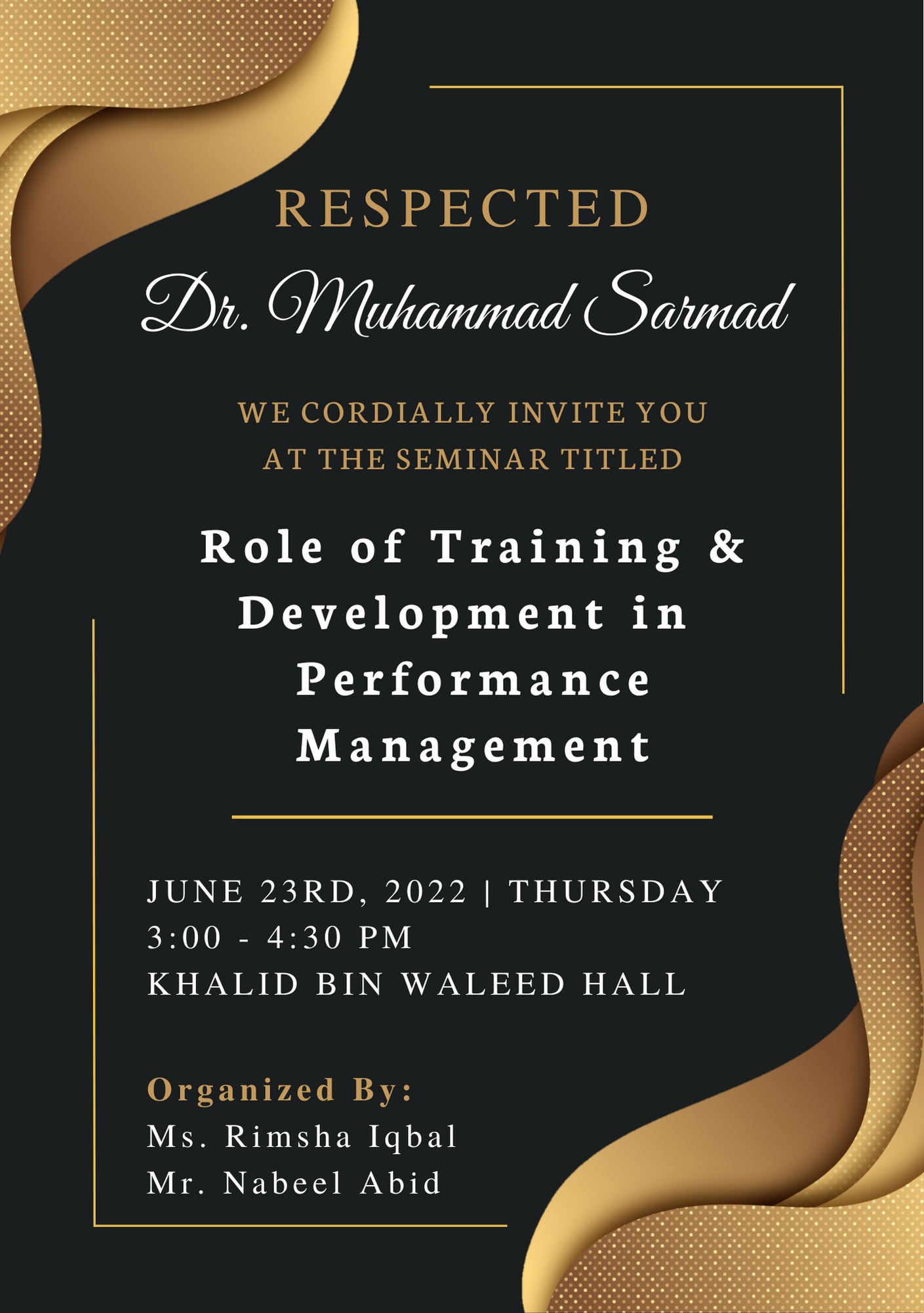Seminar Invitation Card by Aqsa Nadeem on Dribbble