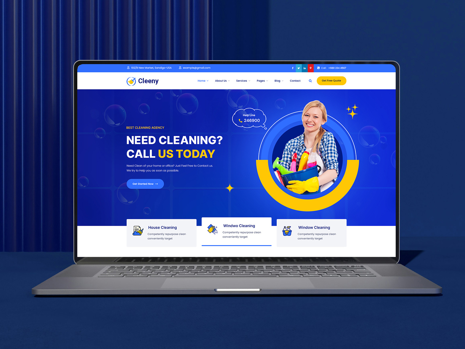 Cleaning Web Template agency website business website cleaning creative digital agency website figma template handyman landing page repair software startup ui ux design web template website design wordpress