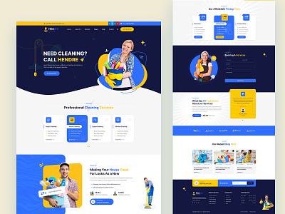 Hendre - Cleaning Template Design agency website business website figma template landing page ui ux design web template website design