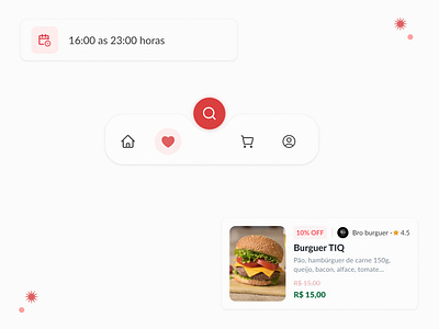 Tab bar/ card/ delivery app card design food mobile ui vector