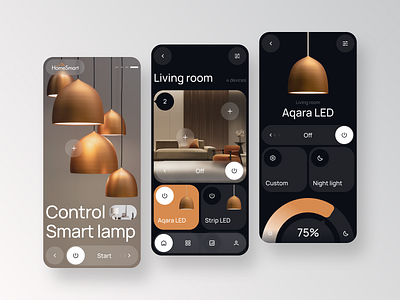 HomeSmart - Smart lamp Mobile app ai android app application branding camera concept design device home illustration ios logo mobile product smart smart home ui ux web design