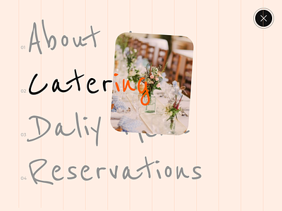 Interactive menu of a catering website beverage catering food menu navigation redesign restaurant webdesign